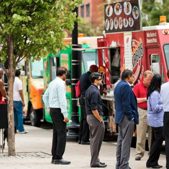 Food trucks and festivals frequent the Navy Yard neighborhood.
