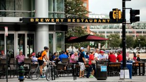 Grab dinner and a beer at the popular Gordon Biersch brewery restaurant.