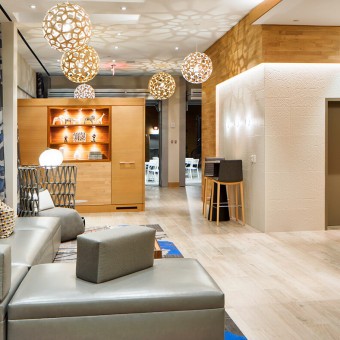 Our eclectic style is shown through our modern light fixtures.