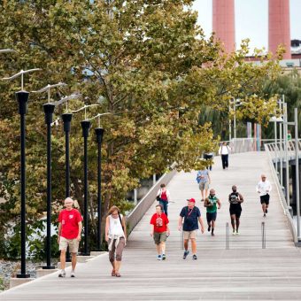 Spend your time outside along the waterfront at The Yards park.
