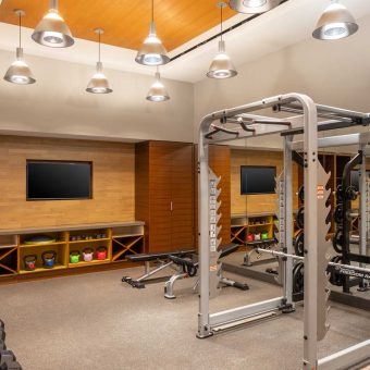 Get a sweat on in our Health club-caliber fitness center equipped with cardio, weight machines and complimentary towel service.