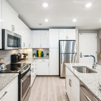 Spacious countertops and bright lighting